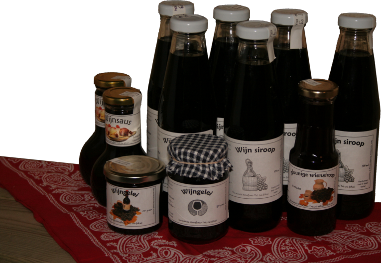 Foto van verschillende producten gemaakt van de wijn